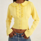Playful Yellow Cardigan with Ruffles & Pearls
