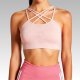 Light Pink Crisscross Back Sports Bra with Pink Striped Leggings