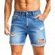 Men's Light Blue Distressed Denim Shorts with Rolled Cuffs