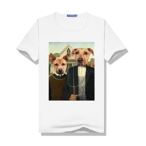 Personalized Pet Face Women T Shirt - American Gothic